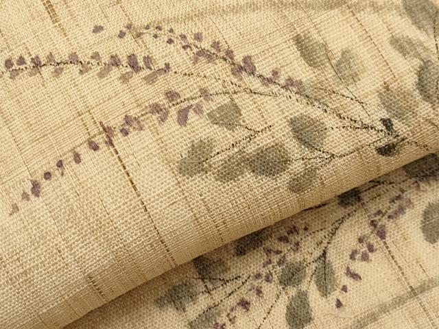 平和屋着物*夏物 九寸開き名古屋帯 手描き 枝花文 麻 逸品 CABK1654tx