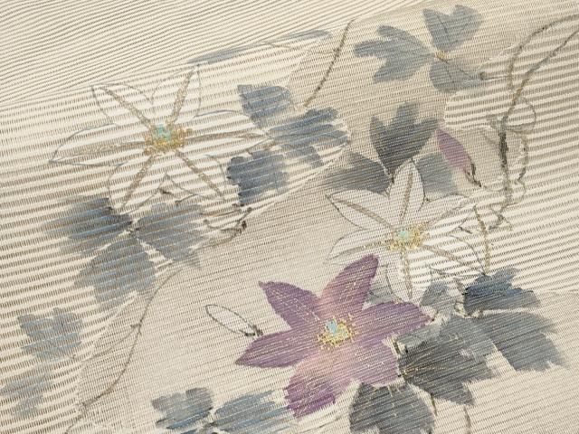 平和屋着物*夏物 八寸名古屋帯 作家物 手描き 絽綴れ 枝花文 金彩 正絹 逸品 CABK1686tx