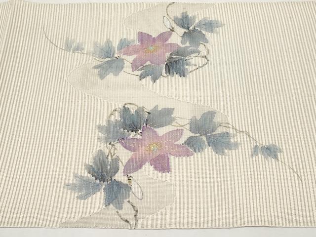 平和屋着物*夏物 八寸名古屋帯 作家物 手描き 絽綴れ 枝花文 金彩 正絹 逸品 CABK1686tx