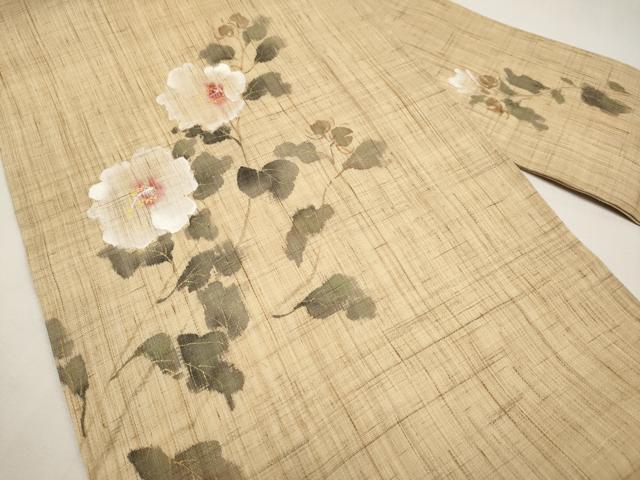 平和屋着物*夏物 染色作家 桐山紫香 手描き 九寸名古屋帯 枝花文 金彩 麻 逸品 CABK1691tx