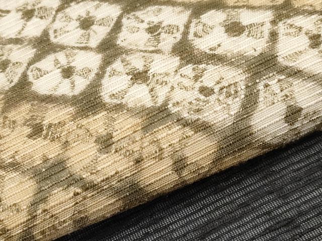 平和屋着物*夏物 九寸名古屋帯 蜘蛛絞り 紬地 黒地 正絹 逸品 CABK1694tx
