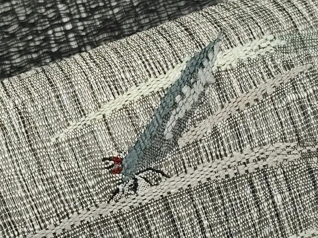 平和屋着物*夏物 九寸名古屋帯 すくい織 トンボ 黒地 正絹 逸品 CABK1698tx
