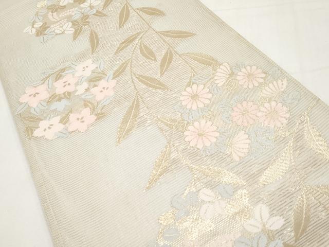 平和屋着物*夏物 六通柄袋帯 花丸文 金糸 正絹 逸品 CABK1701tx