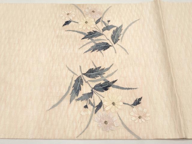 平和屋着物*夏物 太鼓柄袋帯 すくい織 枝菊文 正絹 逸品 CABK1708tx