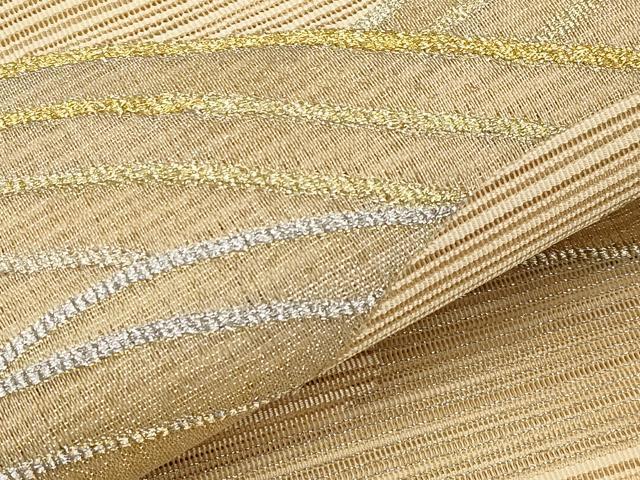 平和屋着物*夏物 八寸名古屋帯 絽綴れ 霞立波文 金銀糸 鈴乃屋扱い 正絹 逸品 CABK1722tx