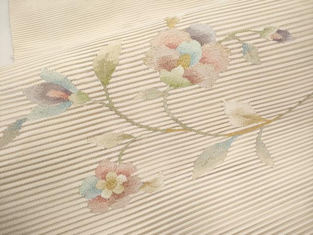 平和屋着物*夏物 八寸名古屋帯 絽綴れ 枝花文 金銀糸 正絹 逸品 CABK1735tx