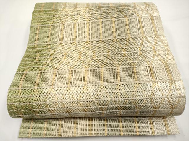 平和屋着物*夏物 八寸名古屋帯 組織 横段菱文 金糸 正絹 逸品 未使用 CABK1751tx