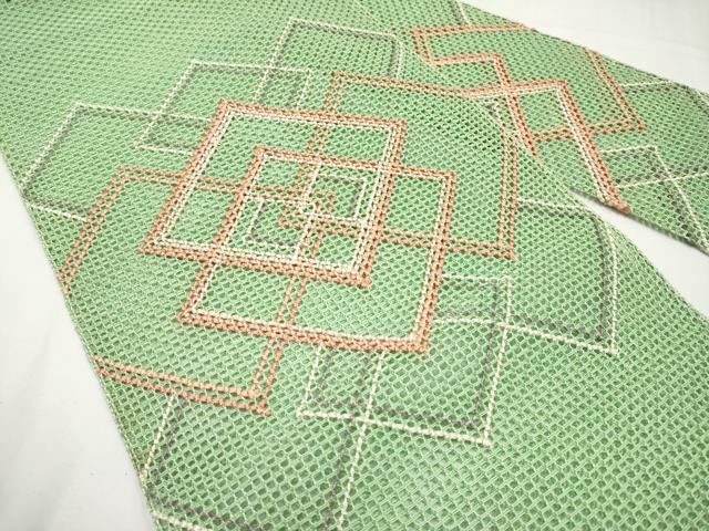 平和屋着物*夏物 八寸名古屋帯 羅 菱繋ぎ 銀糸 正絹 逸品 CABK1752tx