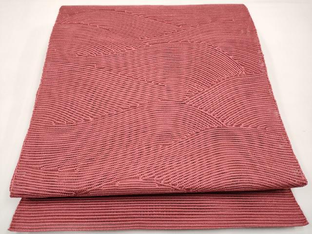 平和屋着物*夏物 八寸名古屋帯 重ね山文 韓紅色 正絹 逸品 CABK1754tx