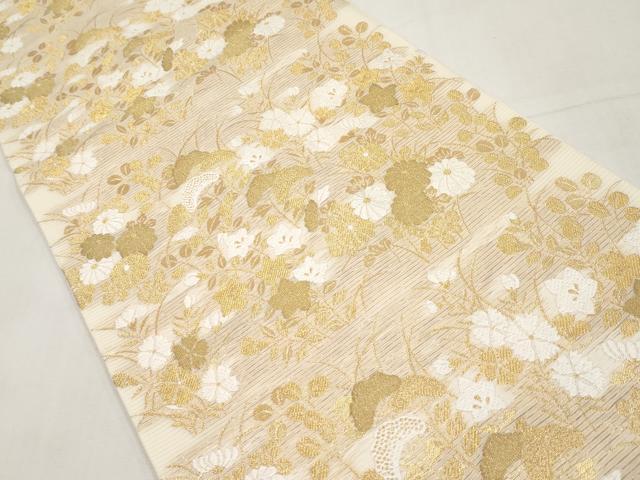 平和屋着物*夏物 六通柄 本袋帯 唐織 秋草文 金糸 正絹 逸品 CABK1796tx