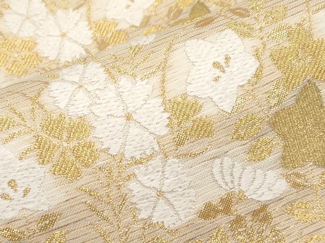 平和屋着物*夏物 六通柄 本袋帯 唐織 秋草文 金糸 正絹 逸品 CABK1796tx