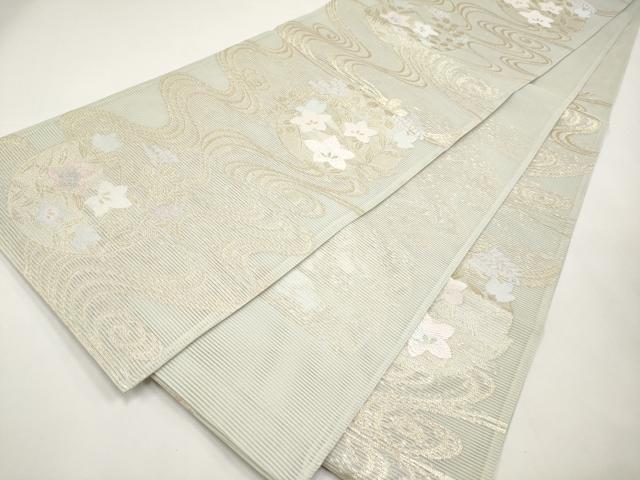 平和屋着物*夏物 六通柄袋帯 流水花丸文 金糸 正絹 逸品 CABK1797tx