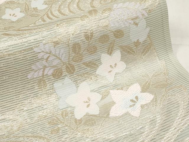 平和屋着物*夏物 六通柄袋帯 流水花丸文 金糸 正絹 逸品 CABK1797tx