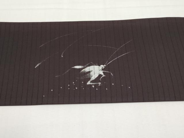 平和屋着物*夏物 九寸名古屋帯 手描き 夏虫 銀彩 CABK1819tx