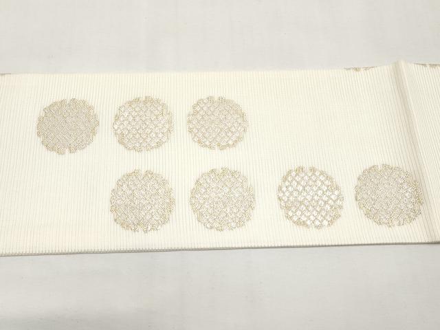 平和屋着物*夏物 九寸名古屋帯 雪輪鹿の子文 金糸 正絹 逸品 CABK1820tx