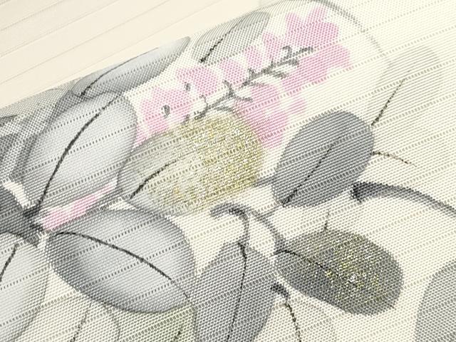 平和屋着物*夏物 絽塩瀬 九寸開き名古屋帯 作家物 手描き 枝花文 金彩 正絹 逸品 CABK1822tx
