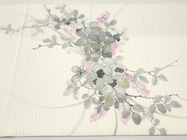 平和屋着物*夏物 絽塩瀬 九寸開き名古屋帯 作家物 手描き 枝花文 金彩 正絹 逸品 CABK1822tx
