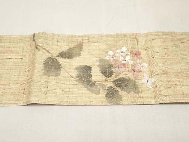 平和屋着物*夏物 染色作家 桐山紫香 手描き 九寸名古屋帯 紫陽花 金彩 麻 逸品 CABK1823tx