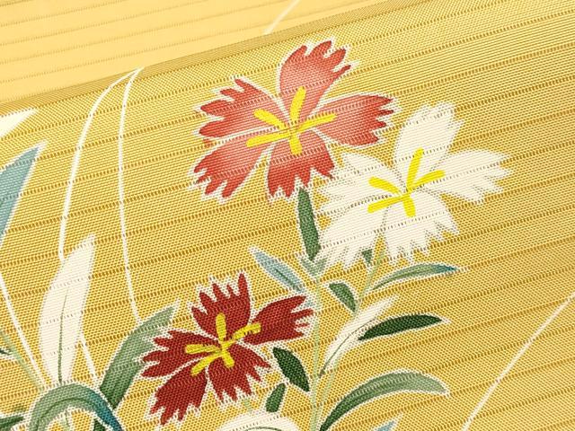 平和屋着物*夏物 絽塩瀬 九寸名古屋帯 草花文 正絹 逸品 CABK1828tx