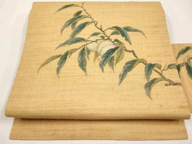 平和屋着物*夏物 九寸名古屋帯 手描き 成り物 麻 逸品 CABK1835tx