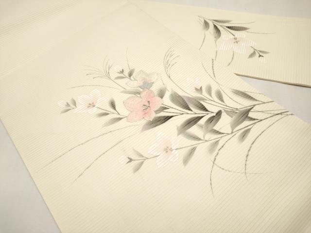 平和屋着物*夏物 九寸名古屋帯 作家物 手描き 刺繍 桔梗 銀彩 正絹 逸品 CABK1837tx