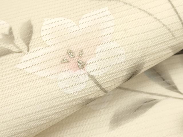平和屋着物*夏物 九寸名古屋帯 作家物 手描き 刺繍 桔梗 銀彩 正絹 逸品 CABK1837tx