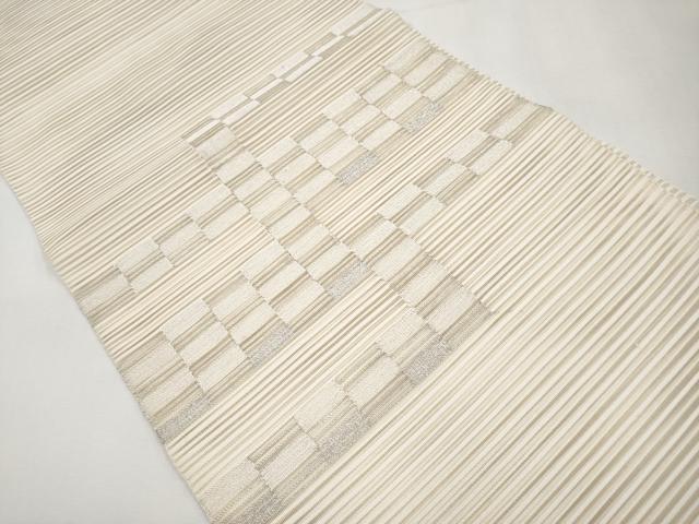 平和屋着物*夏物 八寸名古屋帯 絽綴れ 幾何学文様 銀糸 正絹 逸品 CABK1844tx
