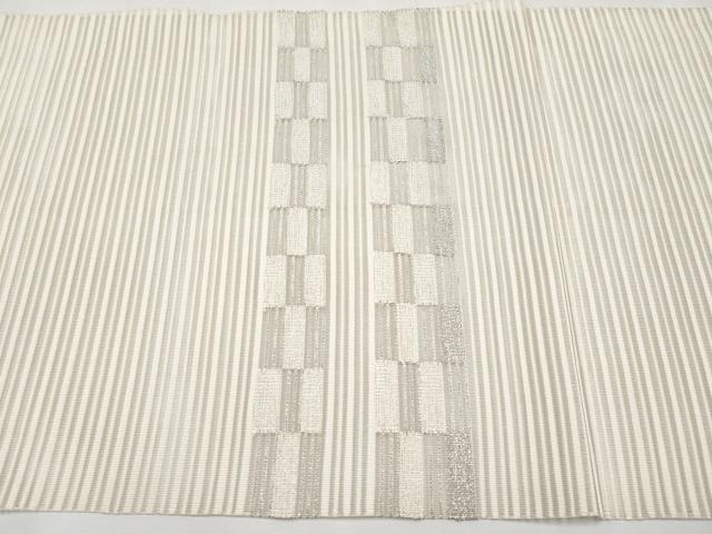 平和屋着物*夏物 八寸名古屋帯 絽綴れ 幾何学文様 銀糸 正絹 逸品 CABK1844tx