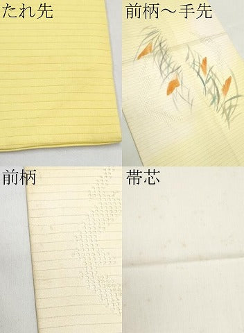 平和屋着物*夏物 絽塩瀬 九寸開き名古屋帯 手描き すすき 正絹 逸品 CABK1846tx
