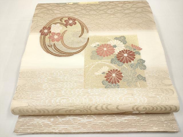 平和屋着物*夏物 六通柄袋帯 色紙花丸文 金糸 正絹 逸品 未使用 CABK1858tx