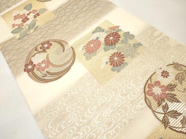 平和屋着物*夏物 六通柄袋帯 色紙花丸文 金糸 正絹 逸品 未使用 CABK1858tx