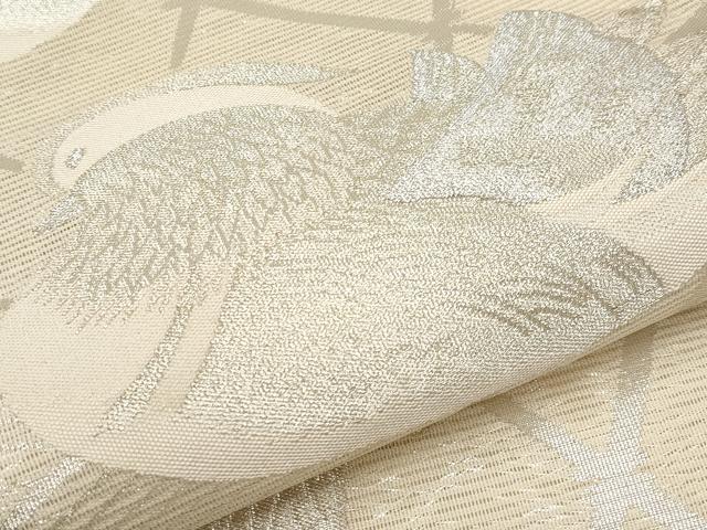 平和屋着物*夏物 六通柄袋帯 鴛鴦 銀糸 正絹 逸品 CABK1862tx