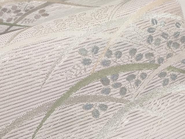 平和屋着物*夏物 六通柄 京袋帯 芝草萩文 銀糸 CABK1870tx