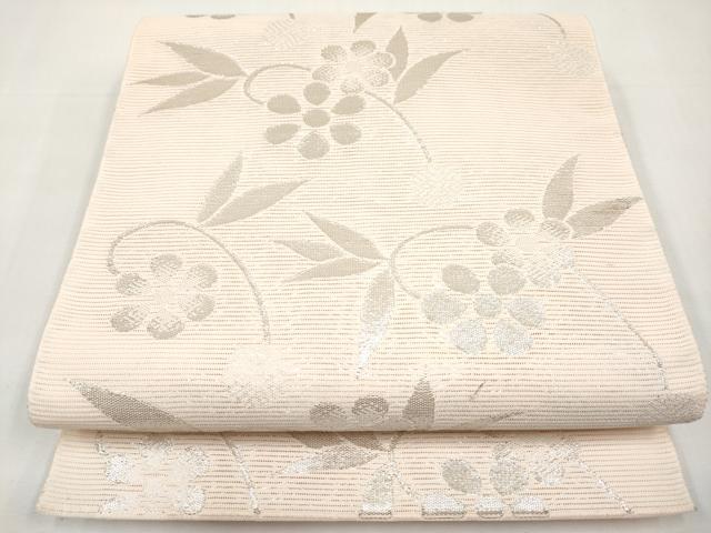 平和屋着物*夏物 八寸名古屋帯 笹蔓文 銀糸 CABK1874tx