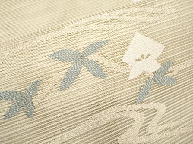平和屋着物*夏物 八寸名古屋帯 絽綴れ 流水草花文 金糸 正絹 逸品 CABK1882tx