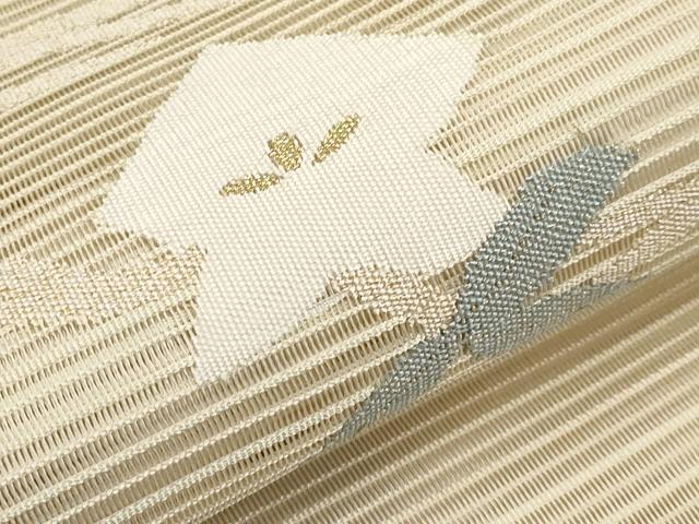 平和屋着物*夏物 八寸名古屋帯 絽綴れ 流水草花文 金糸 正絹 逸品 CABK1882tx