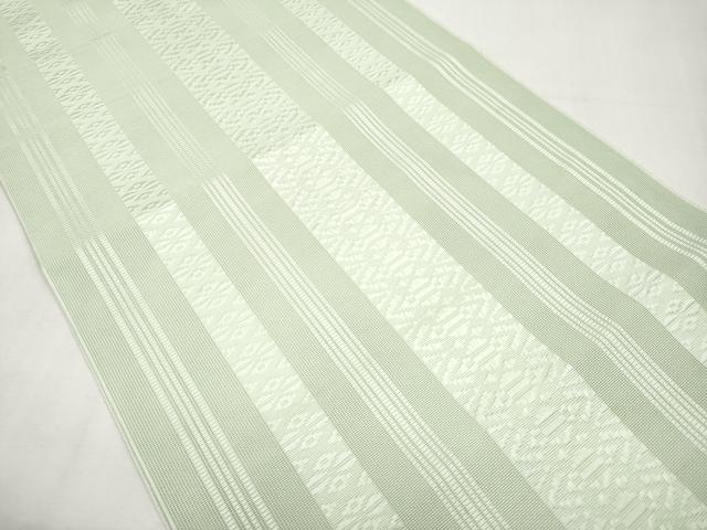 平和屋着物*夏物 本場筑前博多織 八寸名古屋帯 紗献上 白緑色 正絹 逸品 CABK1894tx