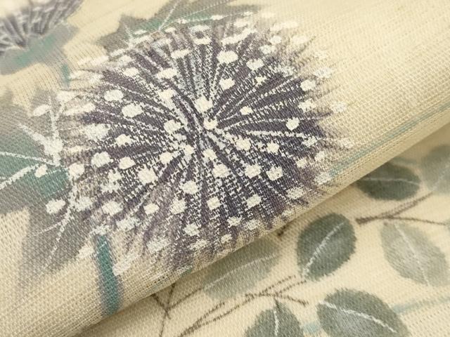 平和屋着物*夏物 九寸名古屋帯 作家物 手描き 草花文 麻 逸品 CABK1909tx