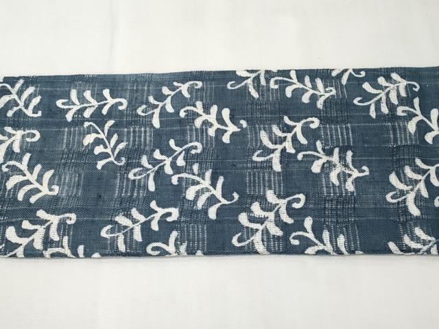 平和屋着物*夏物 九寸名古屋帯 花倉織 唐草文 銀通し地 麻 逸品 CABK1932tx