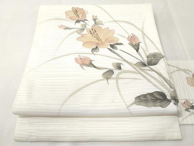 平和屋着物*夏物 九寸名古屋帯 手描き 枝花文 CABK1940tx