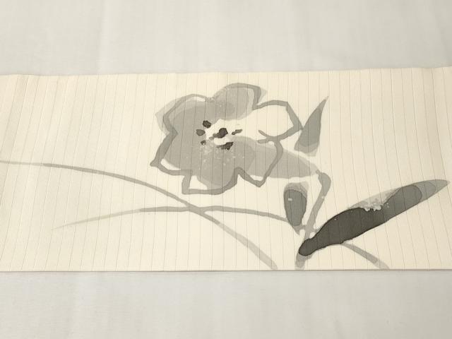 平和屋着物*夏物 絽塩瀬 九寸名古屋帯 ろうけつ染 草花文 正絹 逸品 CABK1943tx