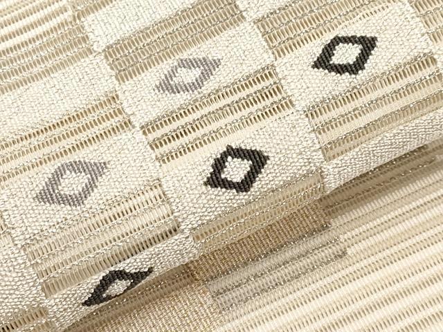 平和屋着物*夏物 八寸名古屋帯 絽綴れ 市松菱文 金銀糸 正絹 逸品 CABK1946tx