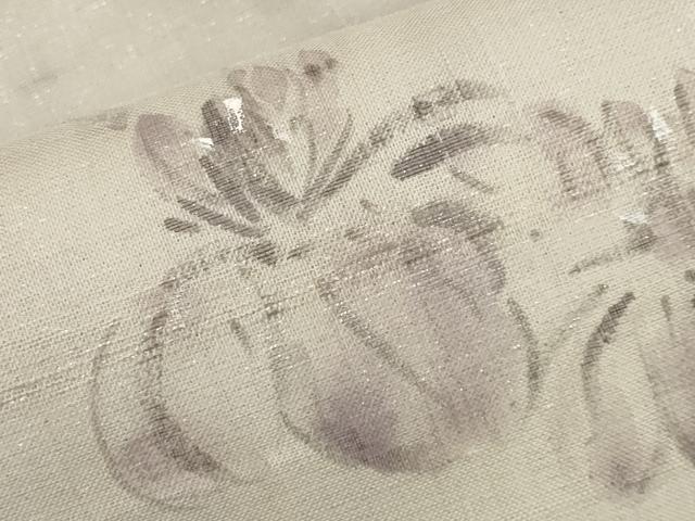 平和屋着物*夏物 九寸名古屋帯 作家物 手描き 紬地 杜若 銀通し地 正絹 逸品 CABK1983tx