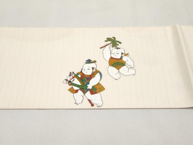 平和屋着物*夏物 九寸名古屋帯 手描き 唐子 CABK1993tx