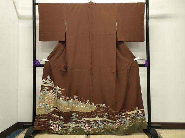 平和屋着物●色留訪問着 駒刺繍 風景松竹梅文 金彩 正絹 逸品 CABK2005gh
