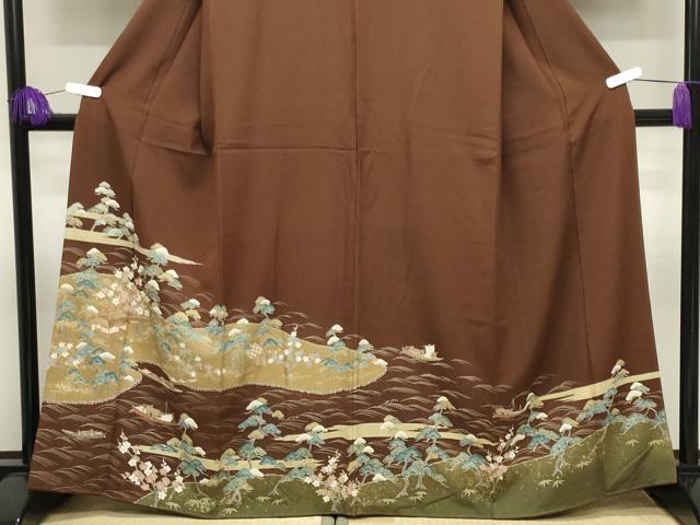 平和屋着物●色留訪問着 駒刺繍 風景松竹梅文 金彩 正絹 逸品 CABK2005gh