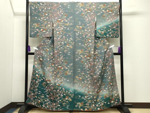平和屋着物●訪問着 飛鶴梅花文 暈し染め 金彩 正絹 逸品 CABK2006gh
