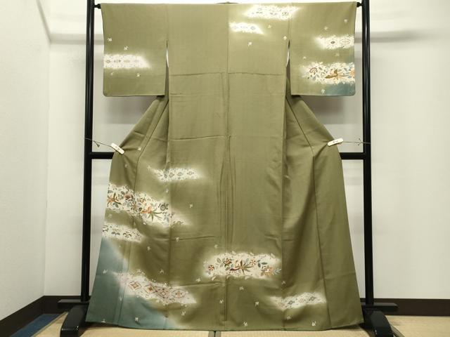 平和屋着物●訪問着 鳳凰更紗花唐草文 暈し染め 金彩 正絹 逸品 CABK2009gh