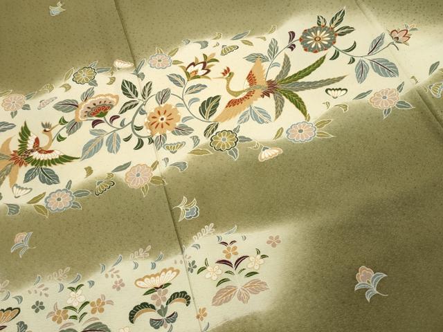 平和屋着物●訪問着 鳳凰更紗花唐草文 暈し染め 金彩 正絹 逸品 CABK2009gh