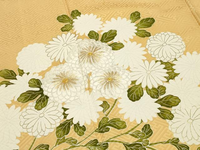平和屋着物●訪問着 駒刺繍 菊文 金彩 正絹 逸品 CABK2010gh